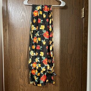 M’O French Silk Floral Black and Orange Scarf